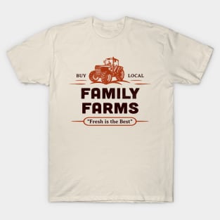 Buy Local Market Tractor Farmers Small Family Farms Retro T-Shirt